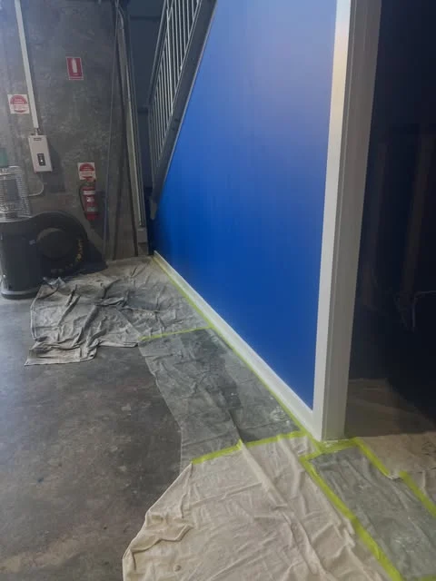 Contrasting blue feature colour around an internal door