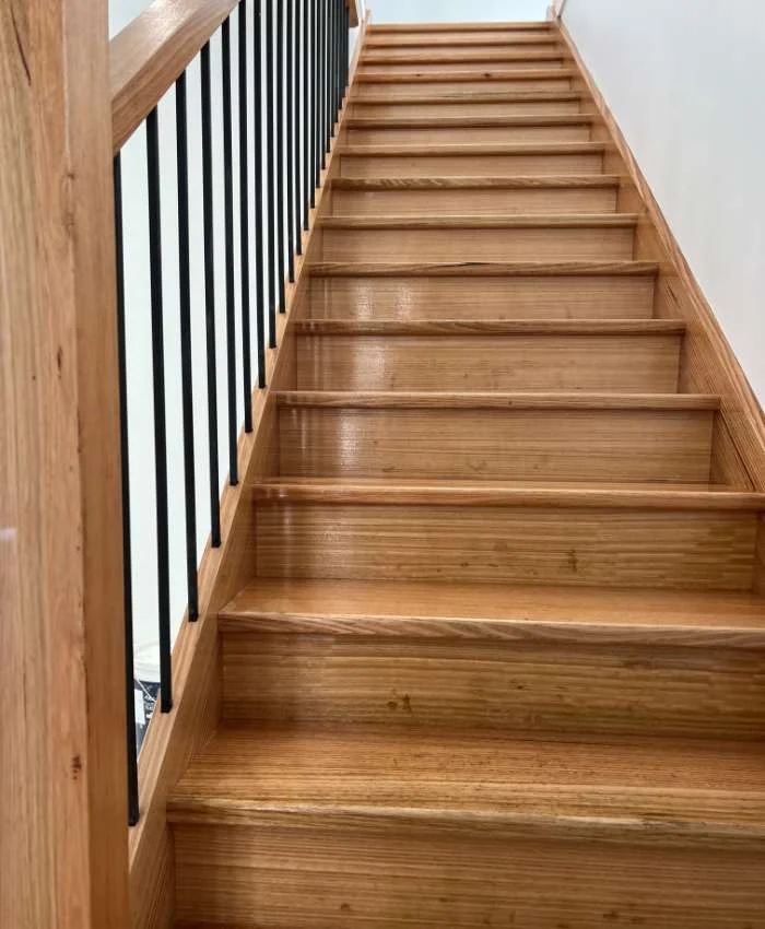 Timber stair finish with painted balustrade